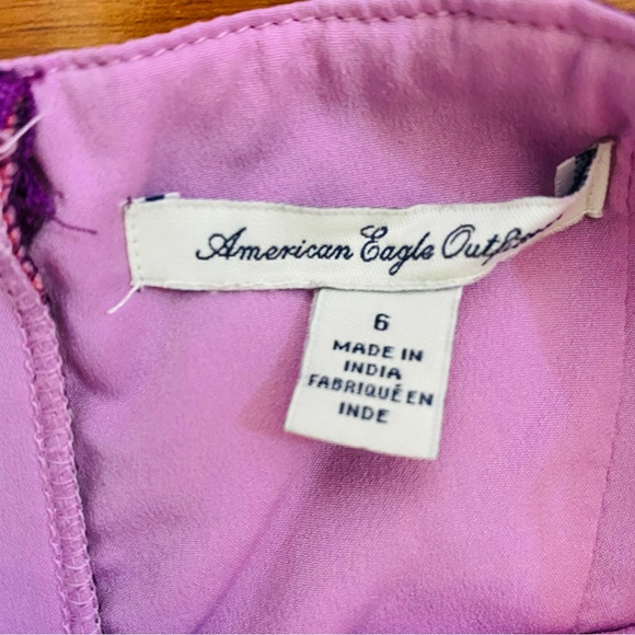 AEO American Eagle Outfitters Dress Mini Cocktail Aztec Strappy Sz 6 Purple Pink - Picture 8 of 11